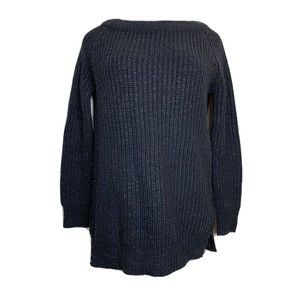 Joe Fresh Dress Mini Dress Black Metallic Knit Sweater Round Neck Long Sleeve S